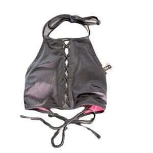 VS Pink Black Swim Top Size Small